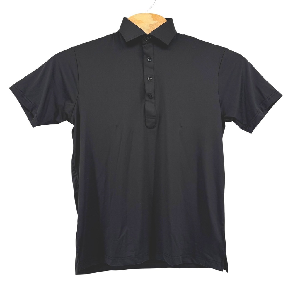 Collars & Co Mens Small Featherweight Relaxed Dress Collar Polo Shirt Black